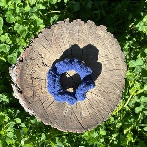 Blue handmade crocheted Scrunchies